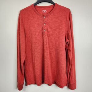 UNTUCKit Mens Burnt Orange Long Sleeve Cotton Yannik Henley Shirt Large